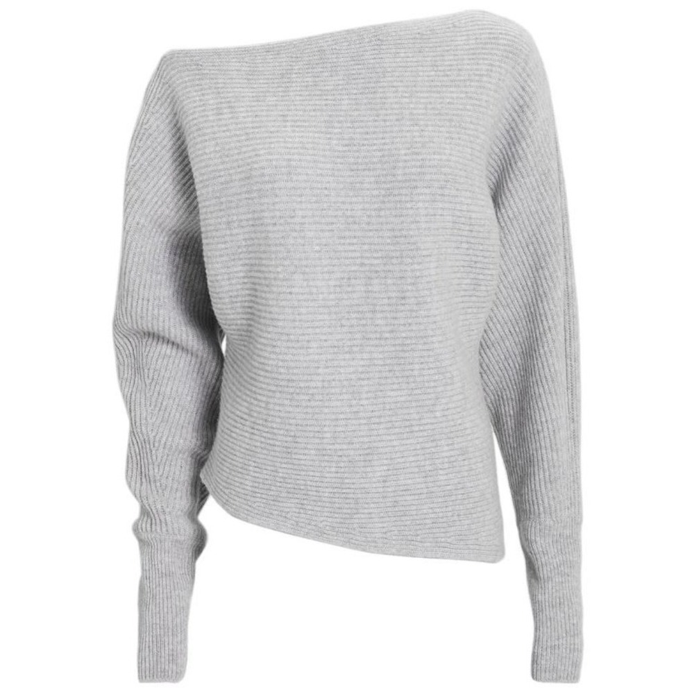 Intermix Jacqueline Sweater Gray Wool Cashmere Off Shoulder Women's Small